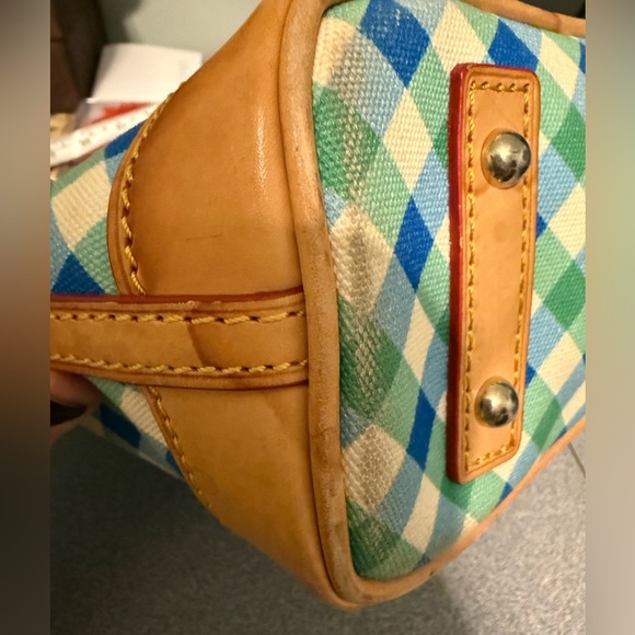 Dooney & Bourke Green and Blue Checkered Tote - Picture 4 of 16